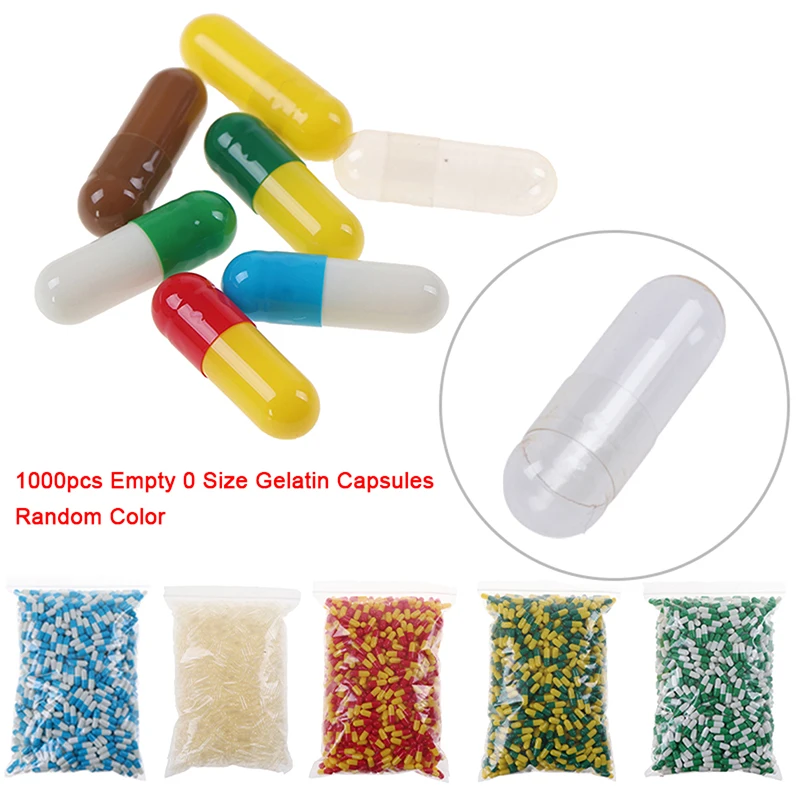 1000pcs/bag Empty Vacant Hard Size 0# Capsules! Hard Gelatin Medicine Powder Refillable Capsules Pills Storage Capsules