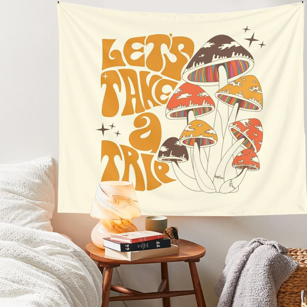 Quotes Mushroom Tapestry Wall Decor Girls Dorm Room Wall Hanging