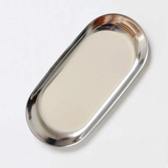 Silver Oval Small Красочный металлический поднос для хранения ювелирных изделий, поднос для тарелок, овальная форма сердца, маленький предмет, ювелирное изделие, ожерелье, кольцо, серьги, дисплей, поднос, контейнер - Цвет: Silver Oval Small