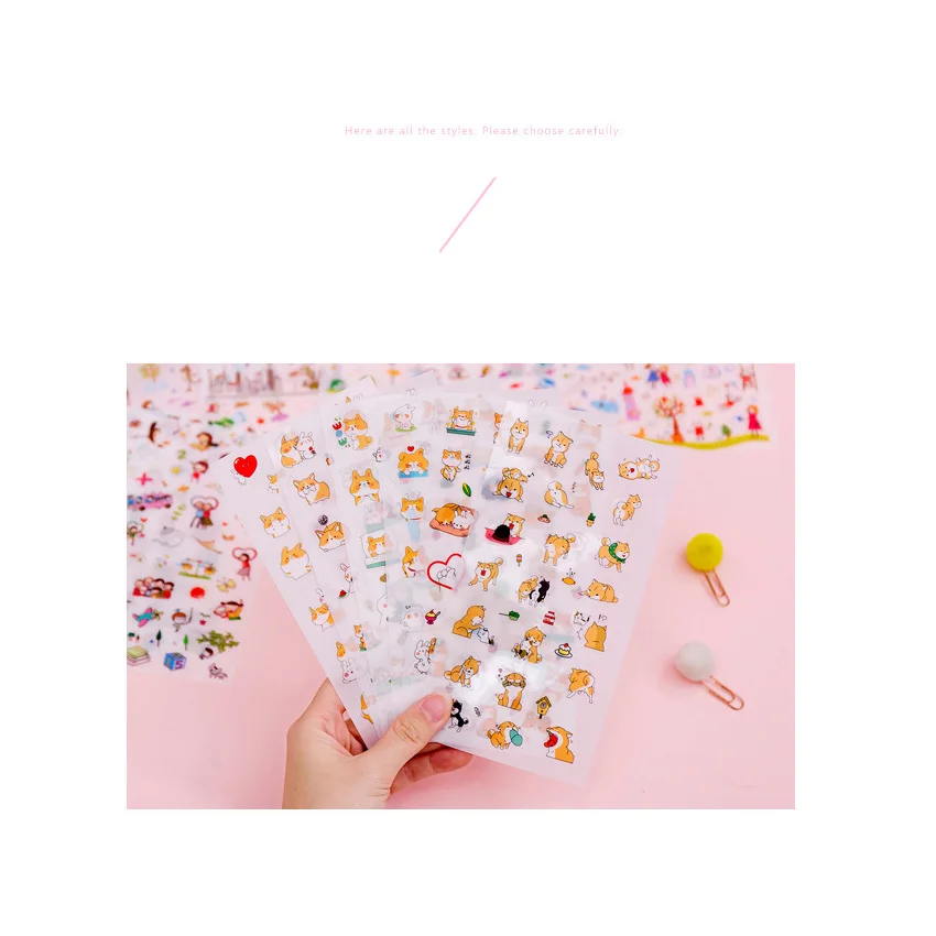 20packs/lot Cartoon Scrapbooking Creative Transparent Pvc Stickers For The Diary Decorative Stickers For Children Room