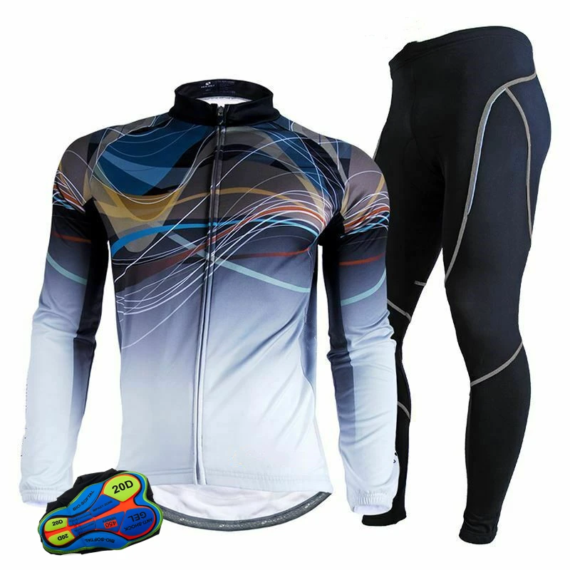 Spring Autumn Breathable Riding Bike Fashion Tight Fitting Ultraviolet-Proof Sets Set Cycling Clothes Men's Jersey Suit Sport 6