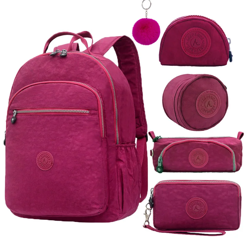 5Pcs and Monkey ACEPERCH, рюкзаки для девочек, Mochilas Escolares Feminina, школьные сумки для девочек-подростков, Женский нейлоновый рюкзак, рюкзак для ноутбука, Sac A Dos - Цвет: 5Pcs and Monkey