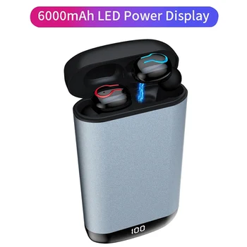 

Q66 TWS Headphones BT 5.0 Earbuds IPX5 Waterproof Sports Headset With Mic 6000mAh Charging Box Power Bank Display Charge Case