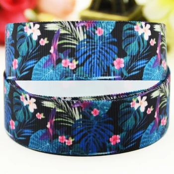 

22mm 25mm 38mm 75mm flower printed Grosgrain Ribbon party decoration 10 Yards X-03632