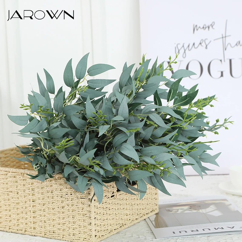 JAROWN Artificial Plant Willow Leaves Bouquet Wedding Decoration Accessories Simulation Plant Home Garden Potted Bonsai Decor