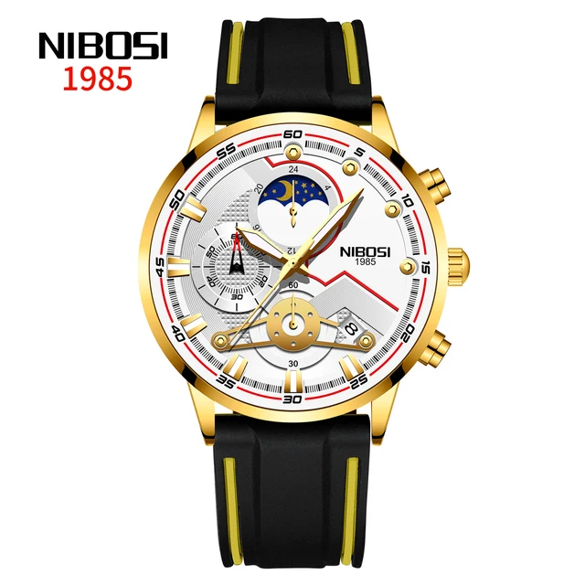 2021 New NIBOSI Brand Fashion Watch For Men Quartz Sports Stainless Steel Waterproof Chronograph Mens Watches Relogio Masculino R