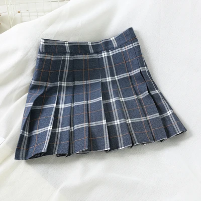 2 Осень-зима, на молнии, с высокой талией, мини, сексуальная трапециевидная плиссированная клетчатая юбка для женщин, юбки для девочек, saia saias faldas falda, зеленый, серый - Цвет: 2