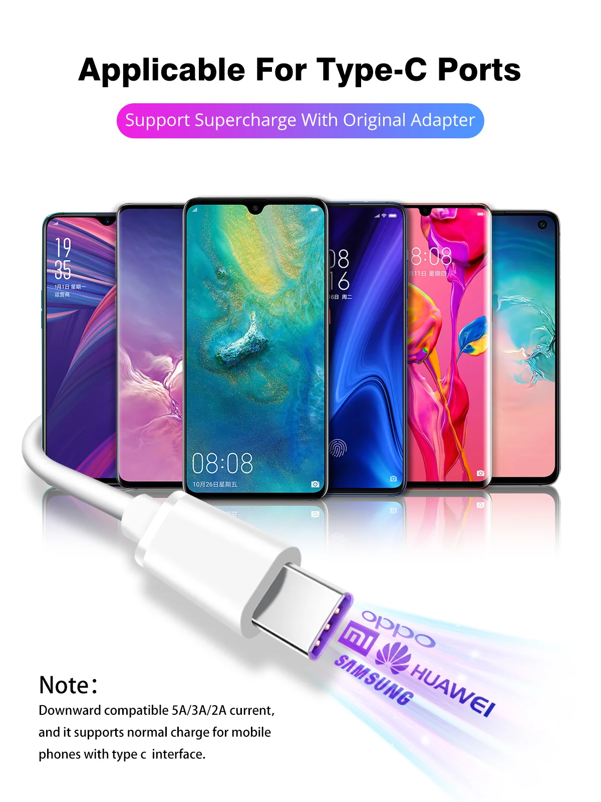 Кабель USB Type C для Huawei p20 25 см 5 А|Кабели мобильных телефонов| |