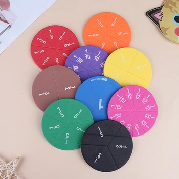 9/12 pcs Early Education Learning Counting Math Toy Round Rainbow Magnetic Fraction Tiles Early Learning Educational Toy 1