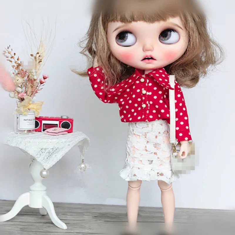 1/6Doll Lace Skirt Blyth Polka Dot Shirt Doll Outfit (For Azone Pullip BJD Lati Ob ICY JerryB) | Игрушки и хобби