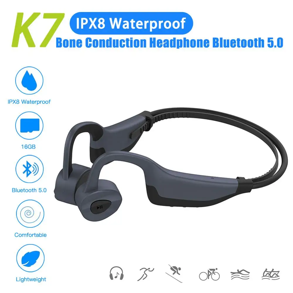 Новые наушники с костной проводимостью 2 в 1 16 ГБ mp3 плеер Bluetooth 5 0 для K7 здоровья