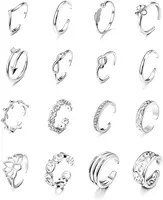 16Pcs Verstelbare Teen Ringen Voor Vrouwen Verschillende Soorten Band Open Teen Ring Set Goud Zilver Tone Hawaiian Voet Gift sieraden