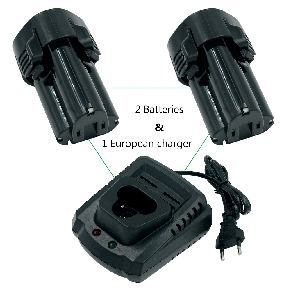 2 сменные батареи BL1013 10,8 в 2000 мАч для электроинструмента MAKITA BL1014 DF330D DF030D LCT203W+ DC10WA зарядное устройство с европейской вилкой