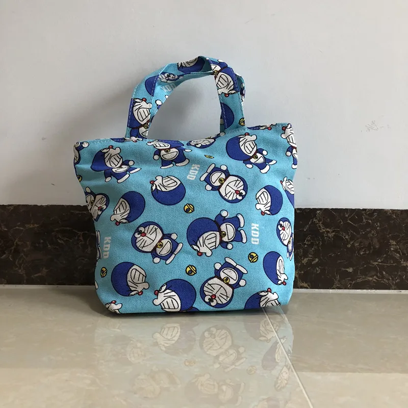 As Picture Унисекс 1 шт. синий Doraemon Модные Портативные холщовые сумки для обедов Аниме Сумка для пикника коробка для еды сумка для хранения для женщин девочек дети - Цвет: As Picture