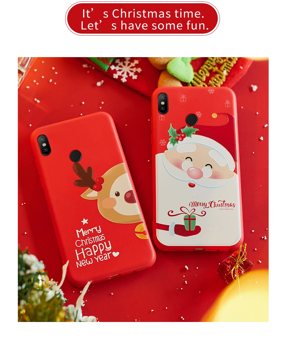 Новогоднее украшение чехол с принтом "Санта Клаус" для спортивной камеры Xiao mi Red mi Примечание 7 5 Чехол Рождественский подарок для Xiaomi mi A1 A2 Lite mi 8-9(США); красные mi 5 Plus