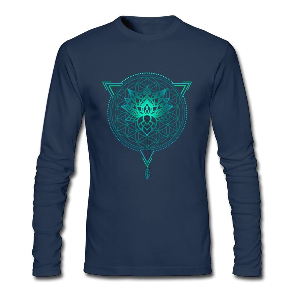 Мандала футболка с длинным рукавом на заказ Мужская футболка Camiseta Хлопок Crewneck мужские рубашки