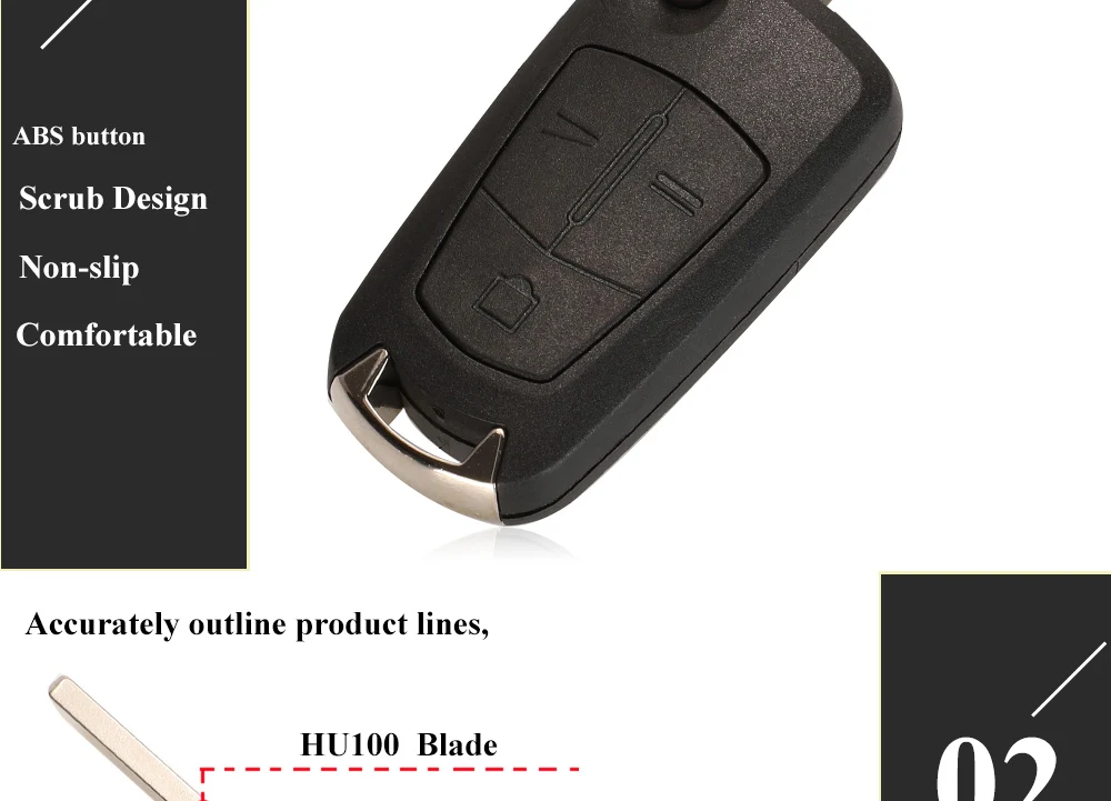 Keyforkess Flip 3 pulsanti telecomando portachiavi ASK 315MHz PCF7946 per Vauxhall/Opel Vectra C, Signum 2003-2007 Uncut HU43/HU100 - Hdb1b90eb0d3b42958042e127f5277049L