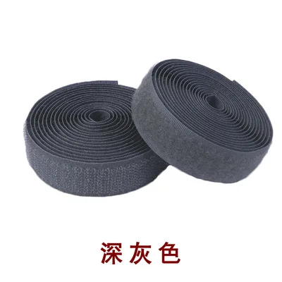 Magic Tape Self Adhesive Fastener Tape DIY Nylon Hook Loop Fastener Sticker Cable Ties Sewing Accessories No Glue 2.5CM*25yards - Цвет: dark gray