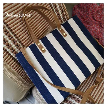 

Relwaver women tote bag pu leather canvas big women handbag all match brief fabric bag Japan Korean style fashion women bag