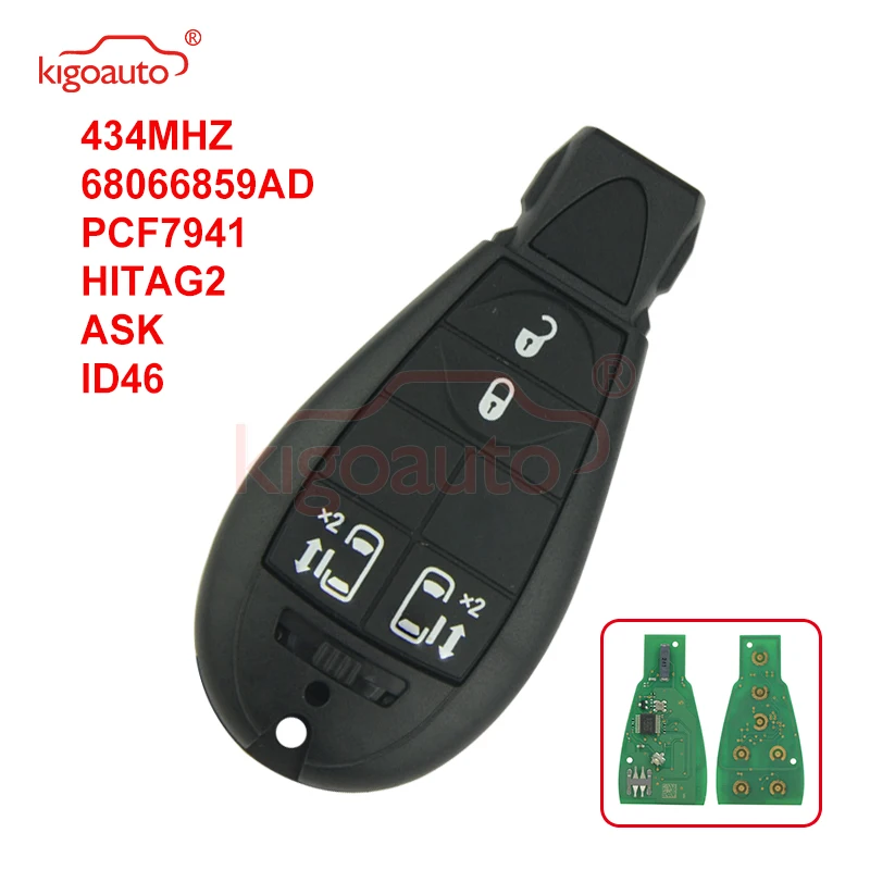 Kigoauto #8 68066859AD Journey Grand Cherokee,Voyager Fobik Key Remote 4 Button 434Mhz For Chrysler European Model No Panic