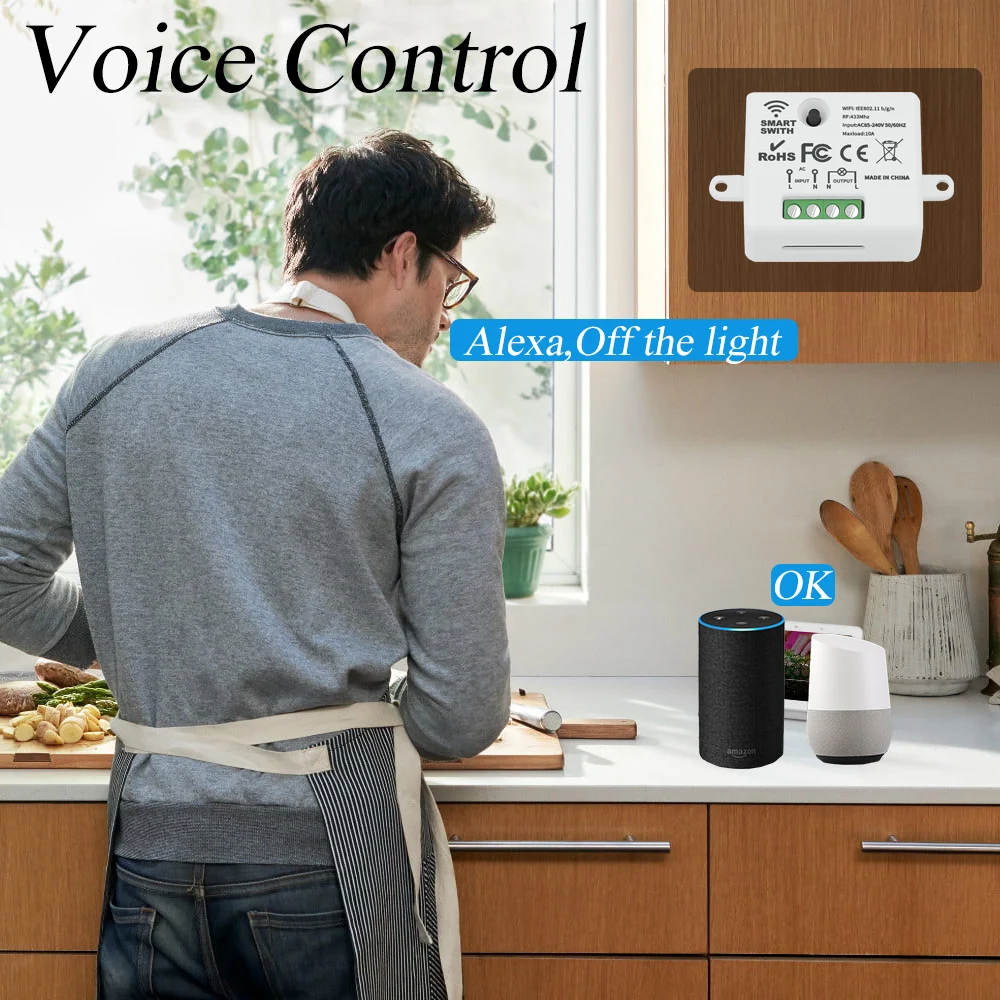 WiFi Smart Home Light Switch 220V Tuya Remote Control Timer Relay Module 433MHz Wireless Push Button Switch For Socket,LED ONOFF
