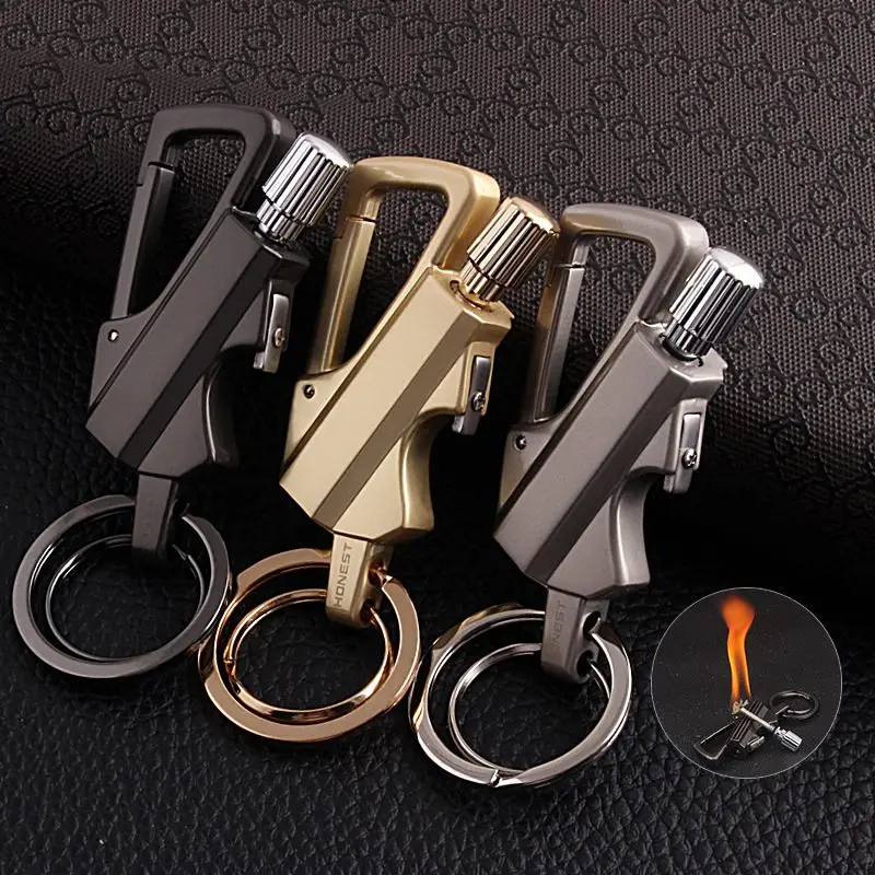 

Outdoor Camping Multi-function Key Ring Outdoor Waterproof Portable Metal Keychain Matches Petrol Lighters Band Bottle Opener