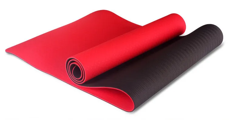 6 мм двойной цвет 183 см X 61 см TPE Нескользящие коврики для йоги для фитнеса безвкусный бренд Пилатес 8 цветов тренажерные коврики с бесплатной сумкой - Цвет: red