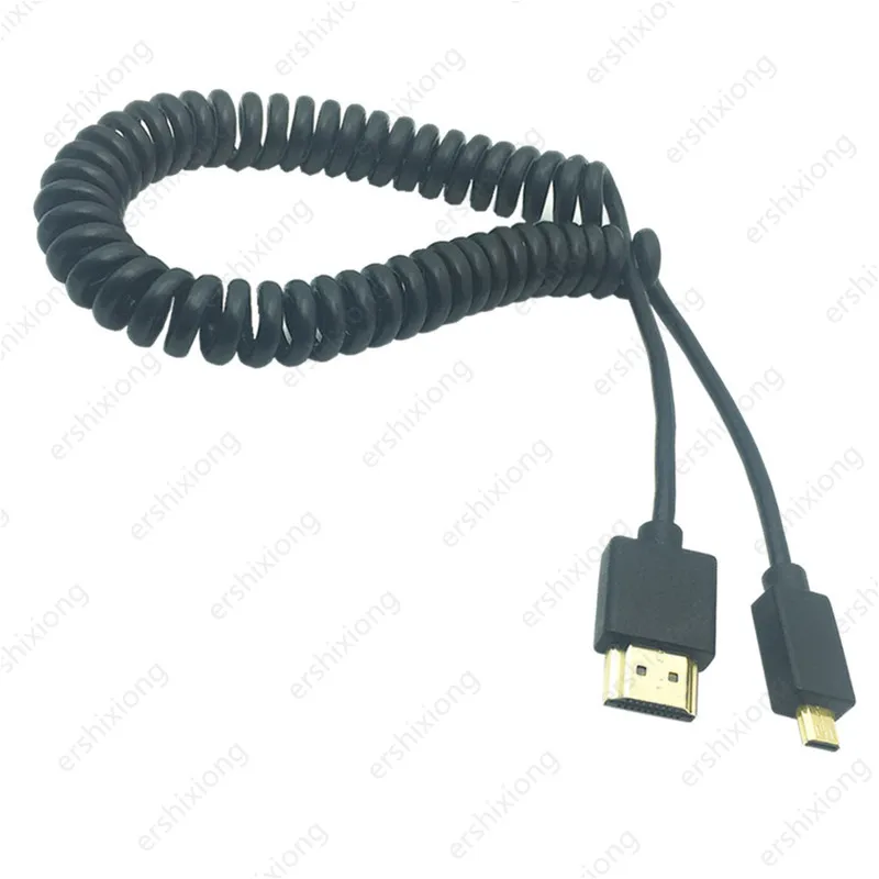 

Ultra-thin HDMI-compatible to Micro-HDMI 2.0 cable OD 3.2mm 4k * 2k 60Hz male to male tensile spring crimped flexible cable 0.3m