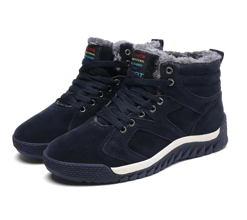 Men Shoes Winter Casual Boots for Men Fur Lace Up Warm Snow Boots Outdoor Fashion Flat Mens Shoes Big Size 47 Scarpe Uomo 43
