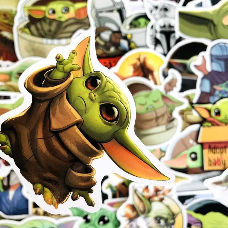 10 20 30 40 50pcs Cartoon The Mandalorian Baby Yoda Star Wars Stickers Waterproof PVC Skateboard 2