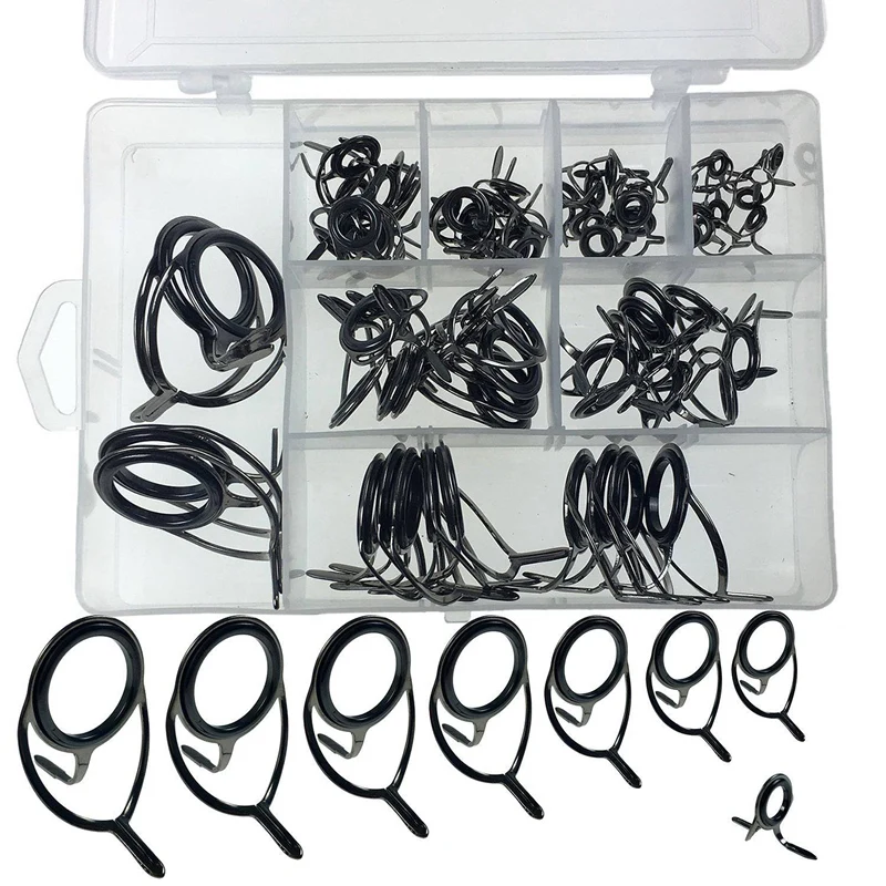 ABUO-75Pcs наконечники для удочки, набор для ремонта 8 размеров, карбоновое керамическое кольцо, набор для самостоятельной сборки глаз, удочка для восстановления морского спиннинга