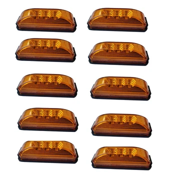

10Pcs Amber 3LED Side Marker Light Universal 12V 2 Wires Sealed Assembly, LED Trailer Truck Clearance or Side Marker Lights