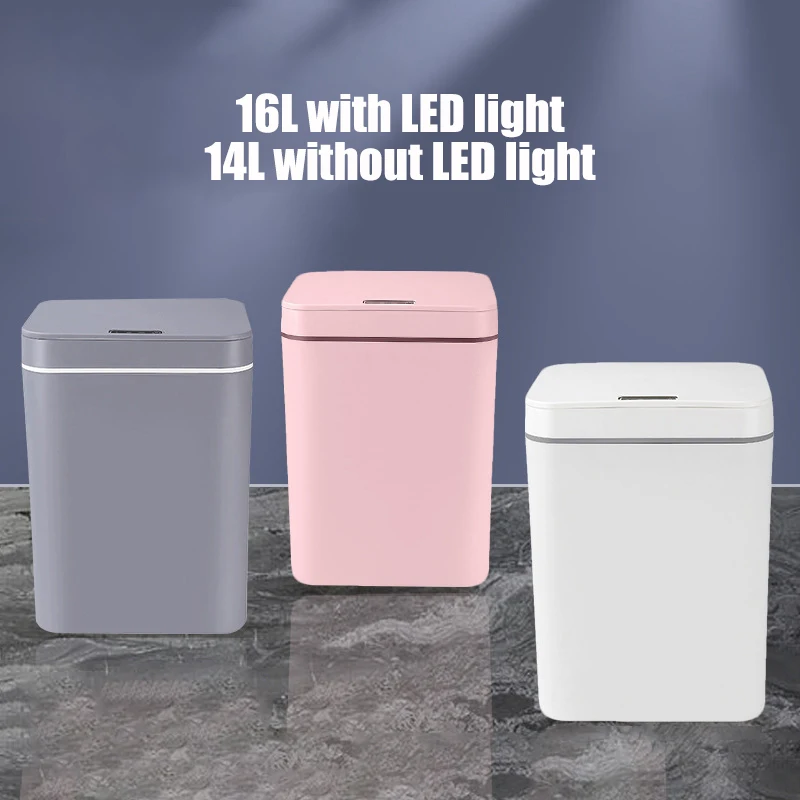 

14/16L Automatic Smart Induction Trash Can Sensor Dustbin USB Charging Rubbish Can Touch Sensor Garbage Bucket for Home Kitchen