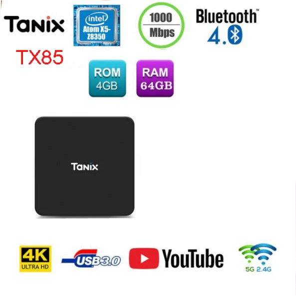 Мини-ПК TANIX TX85 Smart tv Box Wind ows 10 Intel Atom X5-Z8350 4 Гб 64 Гб 2,4 ГГц 5,8 ггц WiFi 1000 Мбит/с Bluetooth 4,0 телеприставка - Цвет: 4g 64g
