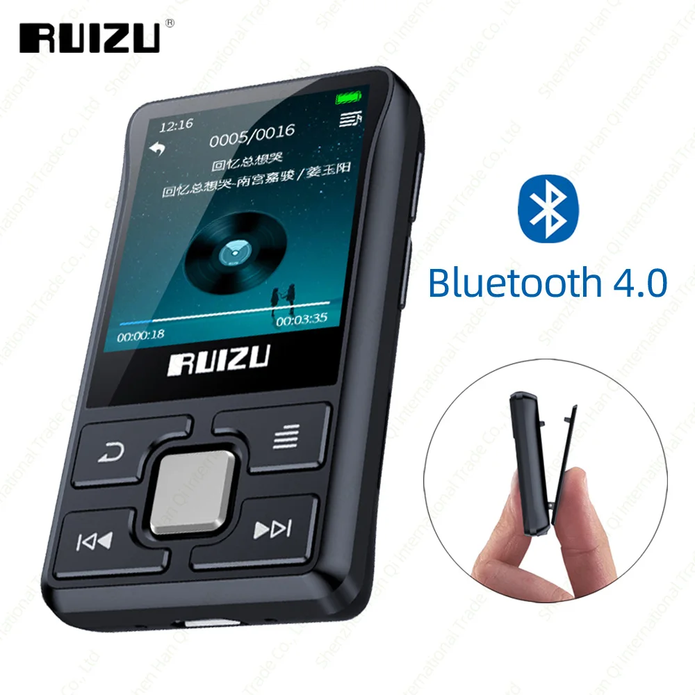 RUIZU X55 Клип Спорт Портативный Спорт Bluetooth MP3 8 Гб цветной экран Поддержка TF карты, FM, HD запись, функциональный музыкальный плеер