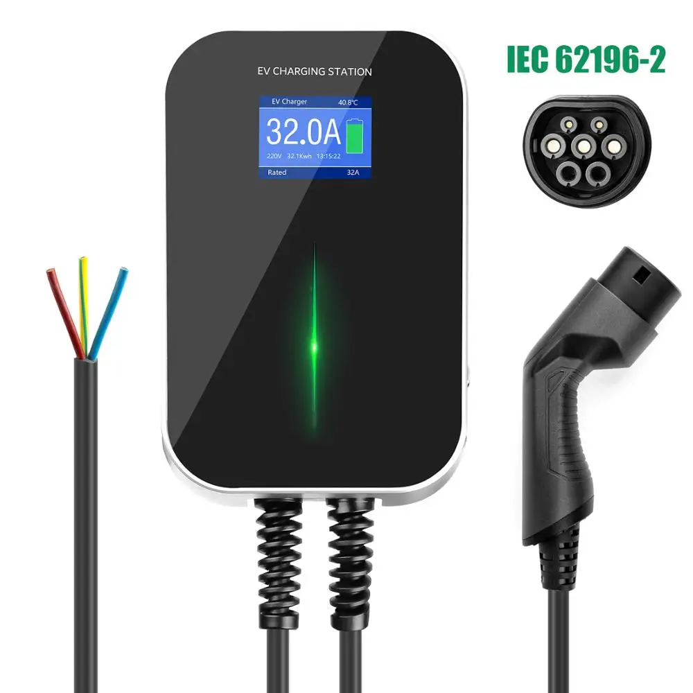 32A 1 фаза EVSE Wallbox EV зарядное устройство электромобиль зарядная станция с кабелем