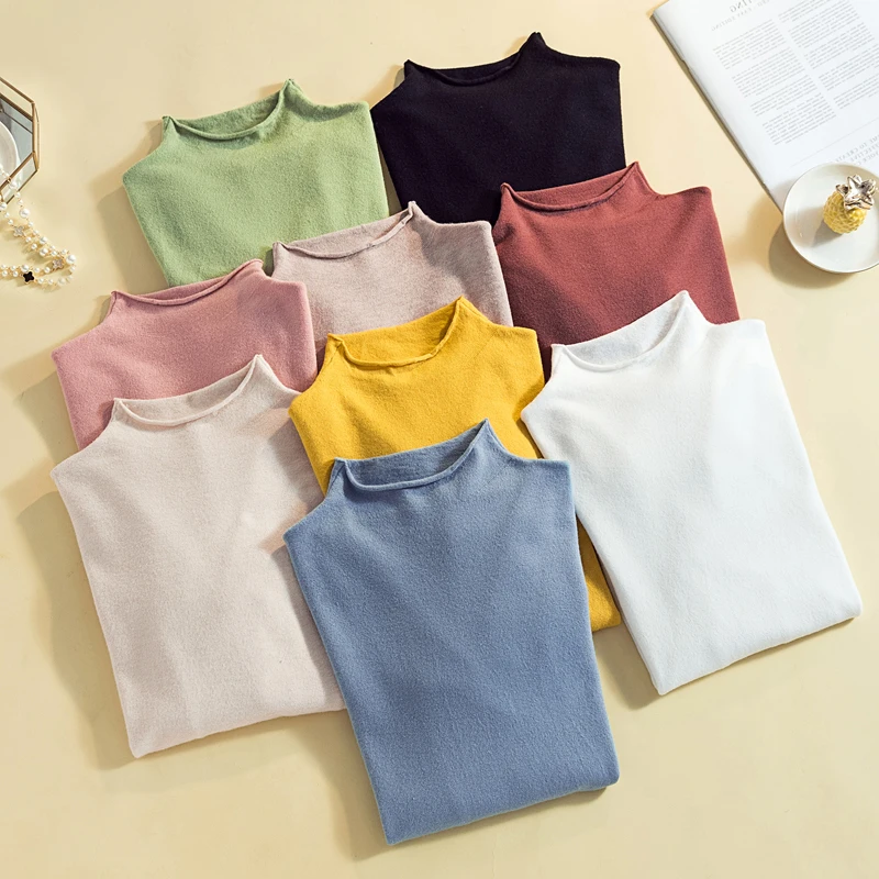 

casual highneck basic autumn winter cashmere sweater women solid Knit sweater pullovers long Sleeve Soft female Jumper top 2019