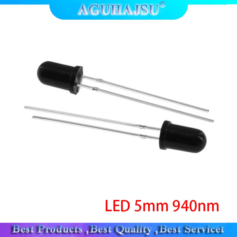 100pcs LED 5mm 940nm IR Receiving Diode Round Tube Light | Электронные компоненты и принадлежности