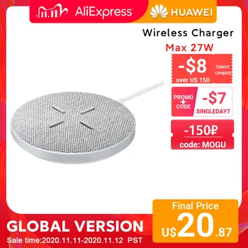  Оригинальное Беспроводное зарядное устройство HUAWEI SuperCharge Max 27 Вт Поддержка беспроводной QI для Android IOS "MOGU" 1000₽ off 150₽ ON 11.11 