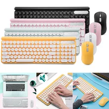 New Rechargeable Wireless Keyboard Mouse Combo Compact Plastic Mice with Receiver DOM668