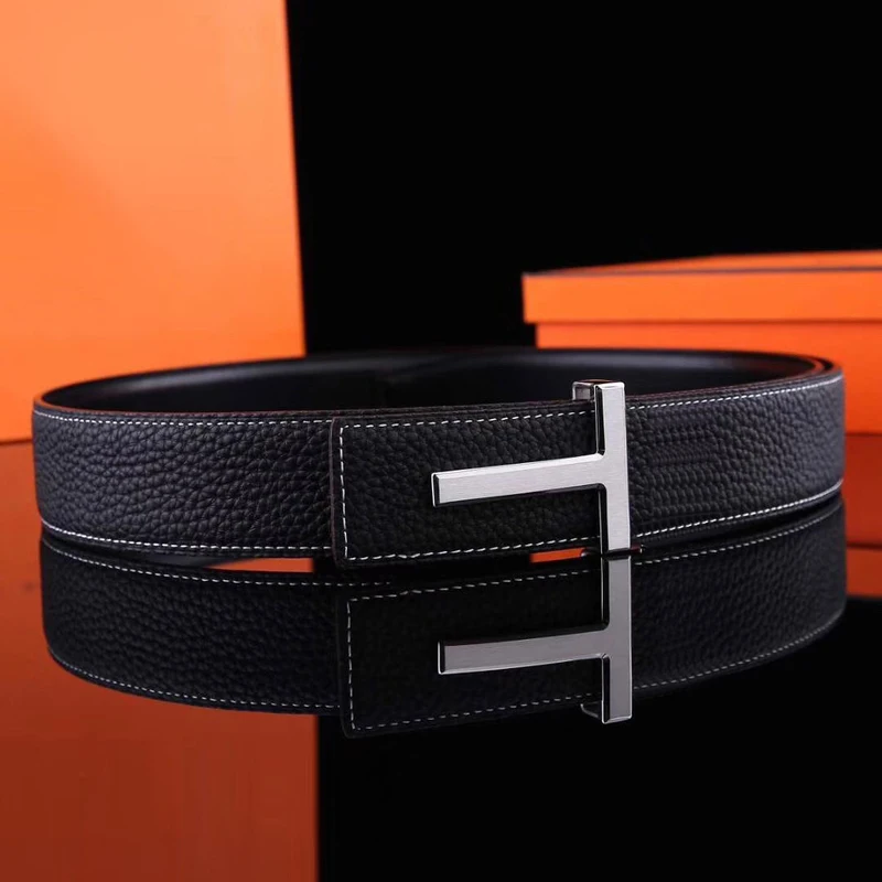 Men's Luxury Belt High Quality Famous Brand Waistband T Buckle 40mm Faux Leather Strap Male for Office 365 Business Casual Jeans
