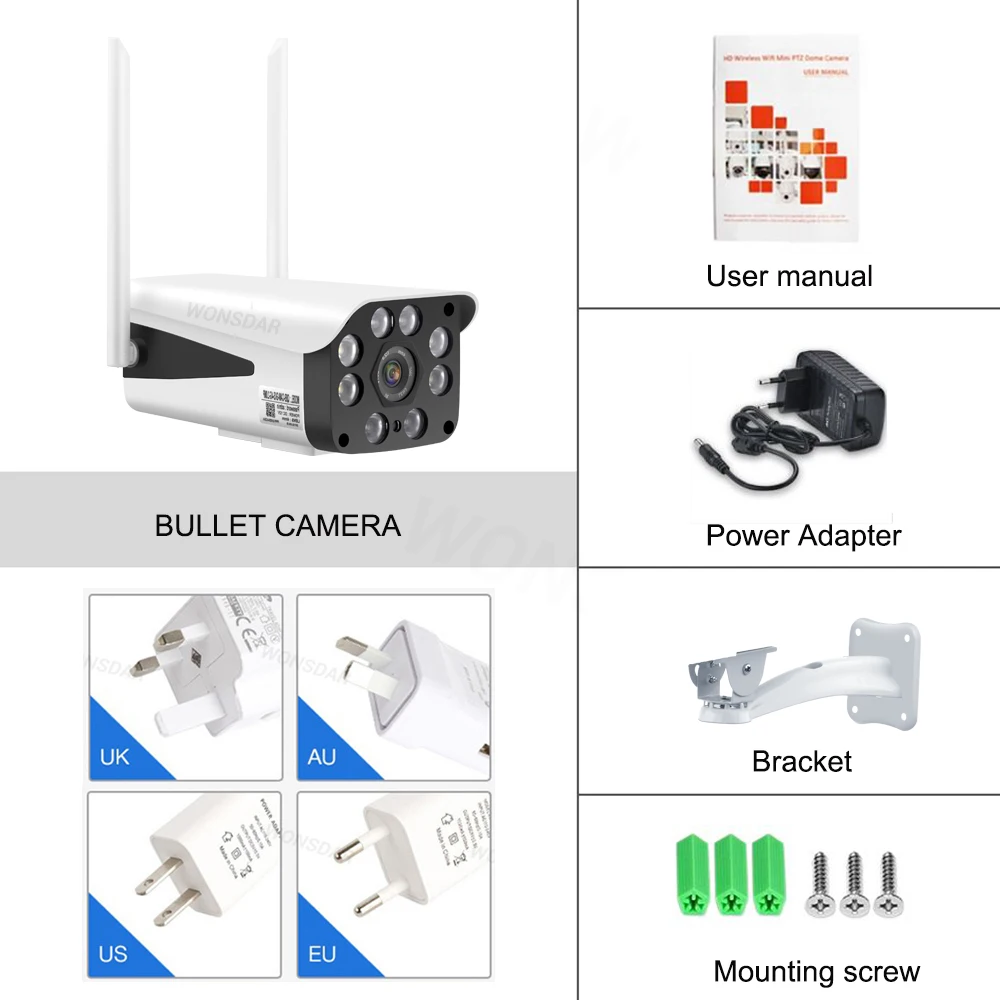Wonsdar 4G 3g sim-карта камера 5MP 1080P HD wifi IP Bullet камера 1080P наружная безопасность двухстороннее аудио наблюдение P2P CamHi