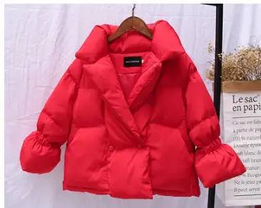 Зимняя женская короткая хлопковая куртка Свободная Женская куртка пальто женская верхняя одежда Студенческая одежда - Цвет: Красный