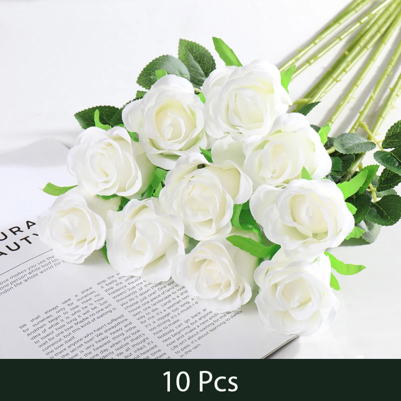 10 шт., розы, искусственные цветы, шелковые розы, высота 50 см, свадебные цветы, украшение, Роскошный домашний декор, подарок на день Святого Валентина