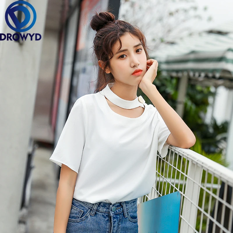 

100% Cotton O-neck Stretch T-shirt Women's Harajuku Fashion Loose Solid Color Short-sleeved Comfortable Elegant Simple T-shirt