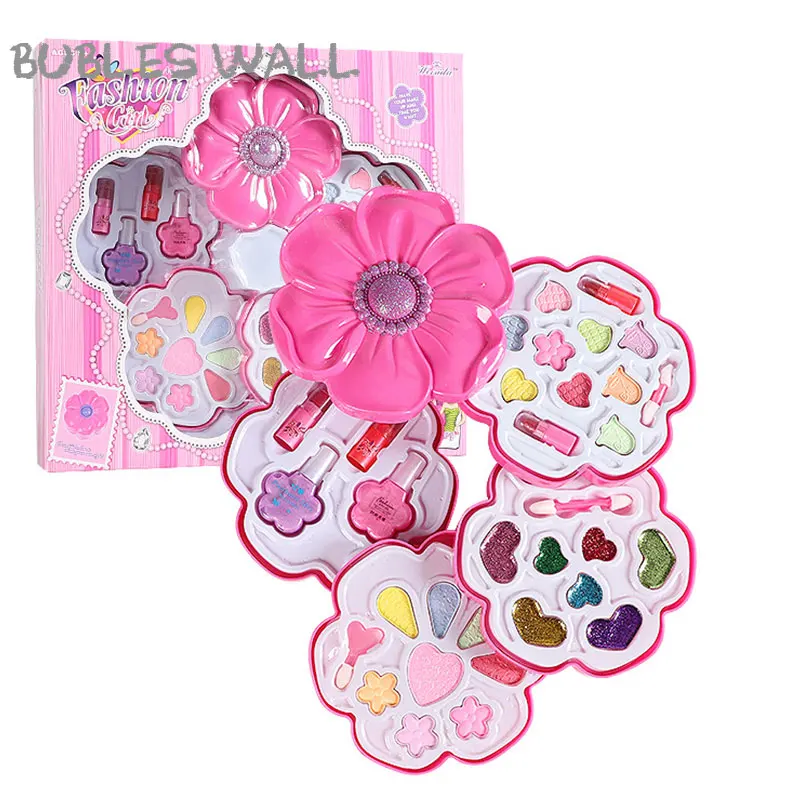 

Girls Princess Cosmetics Make Up Set Cartoon Sunflower Polish Lipstick Eye Shadow Beauty Makeup Box Baby Kids Christmas Present