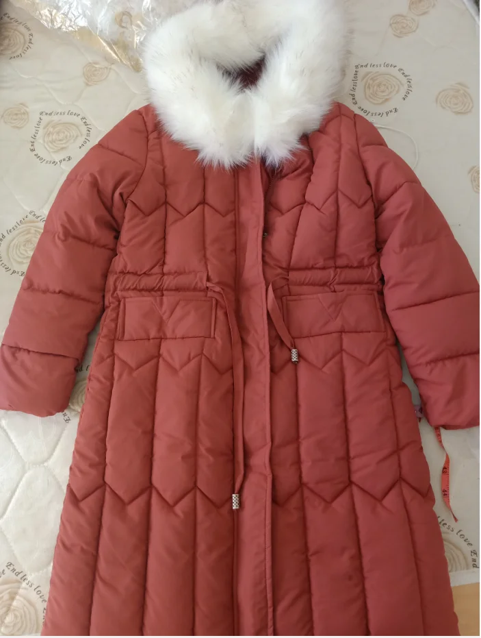 Женские Длинные пуховики размера плюс M-5XL с толстым большим мехом, приталенная зимняя куртка для женщин, пальто с капюшоном, новинка, женские пуховики из хлопка