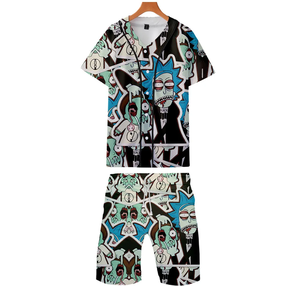 Набор футболок Рик и Морти из мультфильма Рик и Морти 4, комплект из двух предметов, рубашки с 3D принтом, повседневные мужские блузки с аниме Гавайи, мужская одежда