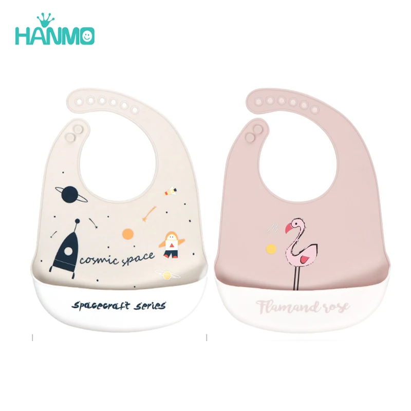 Baby Bib Adjustable Animal Picture Waterproof Saliva Dripping Bibs Soft Edible Silicone Saliva Towel Drooling Baby Scarf