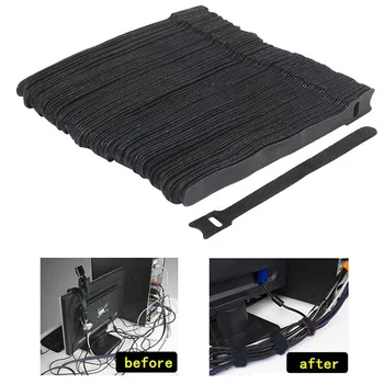 

12.5x200mm 50 pcs Factory direct T-type Velcro cable tie wire storage cable computer data cable power cable tie wire